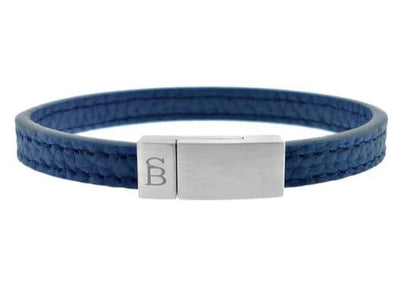 Men's Blue Leather Bracelet Size Medium