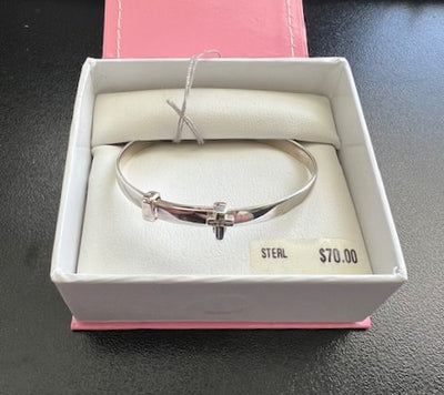 Children's Sterling Silver Adjustable Cross Bracelet