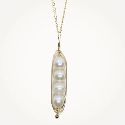 Gold Four Pea Pod Necklace