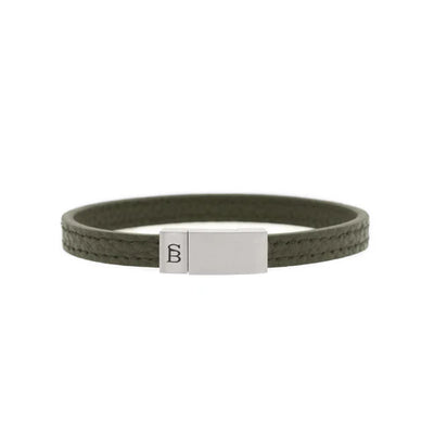 Men's Green Leather Bracelet Size Large