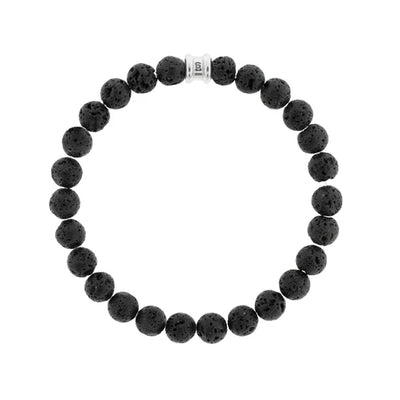 Men's 8mm Round Gemstone Lava Bracelet Size Large