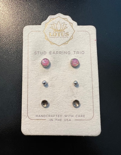 Sterling Silver Opal Set of 3 Studs