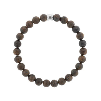 Men's 8mm Round Gemstone Bracelet Matt Bronzite Size Medium