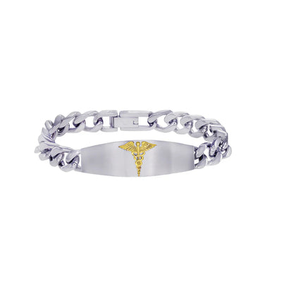 Men's Stainless Steel Yellow Medical Bracelet