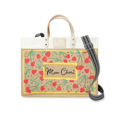 Mon Cheri BurlapTote with Strap