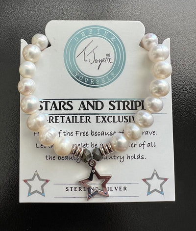 T. Jazelle Stars & Stripes Pearl Bracelet