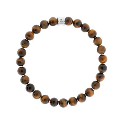 Men's 8mm Round Gemstone Bracelet Tiger Eye Size Large