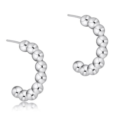 E Newton Beaded Classic 1" Post Hoop - 4MM Steling