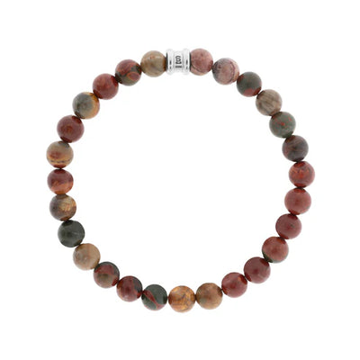 Men's 8mm Round Gemstone Bracelet Cherry Creek Jasper Size Medium