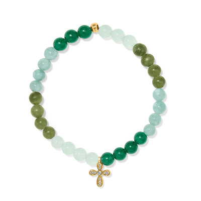 Enchanting Cross Gold Stretch Bracelet