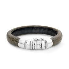 Men's Leather and Sterling Silver Bracelet