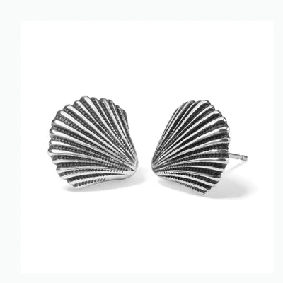 Silver Shells Post Drop Earrings