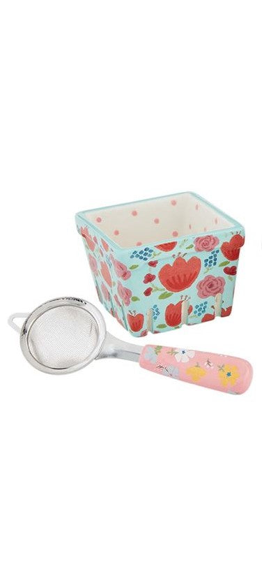 Blue Floral Berry Basket Set