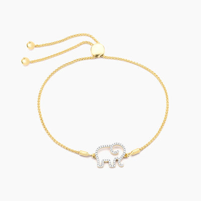 Gold Elephant Mom Bolo Bracelet