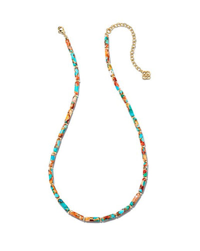 Ember Gold Strand Necklace in Bronze Veined Turquoise Magnesite Red Oyster