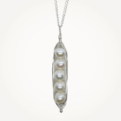 Silver Five Pea Pod Necklace