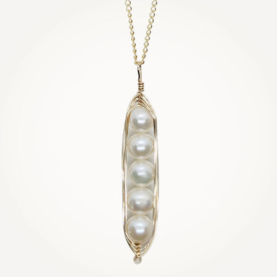 Gold Five Pea Pod Necklace