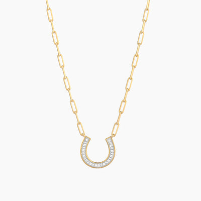 Gold Lucky Horse Shoe Pendant Necklace