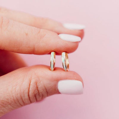 Milky Blue Opal Huggie Hoops