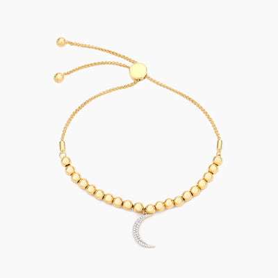 Gold Cresent Moon Beaded Bracelet