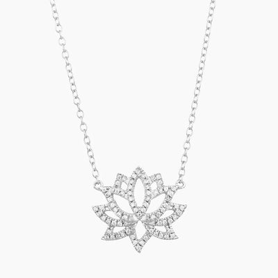 Silver Blooming Lotus Necklace