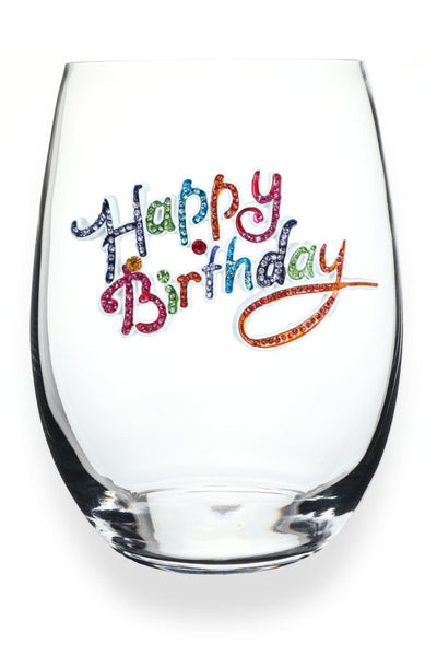 Happy Birthday Stemless Wine Glass