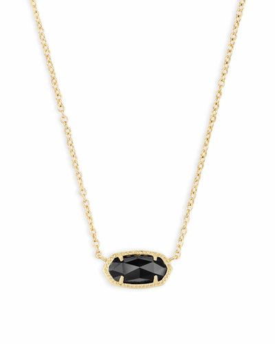 Elisa Gold Pendant Necklace In Black Opaque Glass