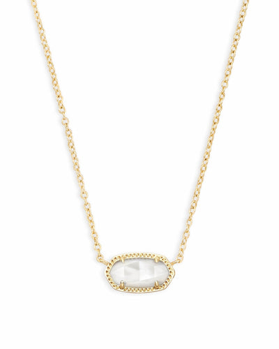 Elisa Gold Pendant Necklace in Ivory Pearl