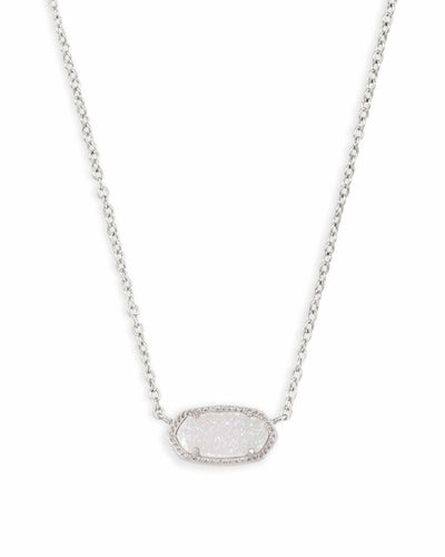 Elisa Silver Pendant Necklace In Iridescent Drusy