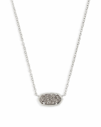 Elisa Silver Pendant Necklace In Platinum Drusy