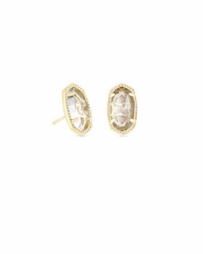 Ellie Gold Stud Earrings In Clear Crystal
